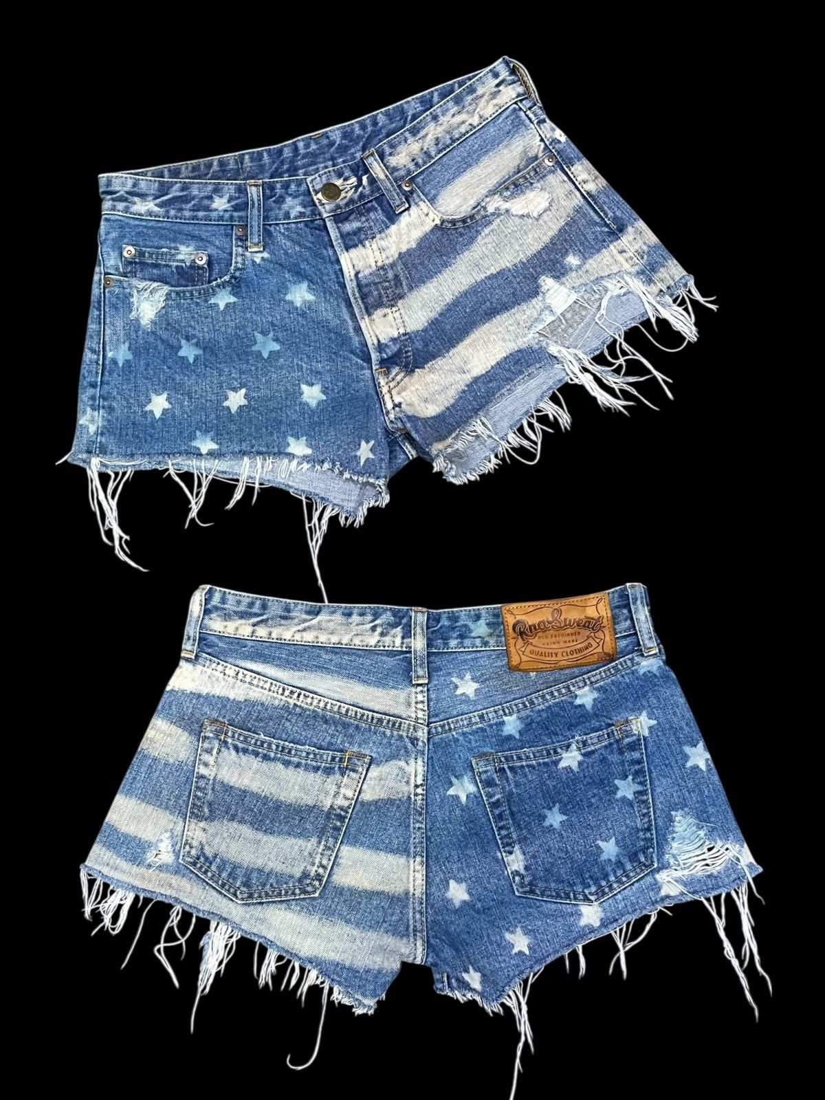RNA USA Flag Distressed Denim Shorts - Stars & Stripes
