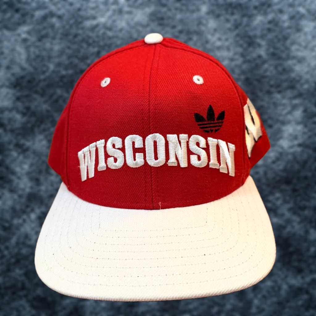 Adidas Adidas Wisconsin Badgers Snapback Hat Mens One Size Red White Trefoil Logo Size ONE SIZE - 1 Thumbnail
