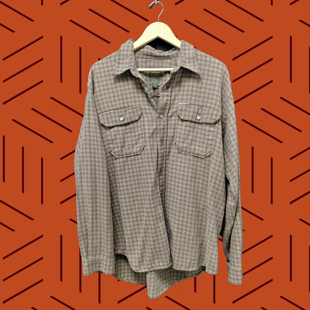 Calvin Klein Calvin Klein Khakis Shirt Brown Plaid Cotton Long Sleeve Collared Size XL Mens Size US XL / EU 56 / 4 - 1 Thumbnail