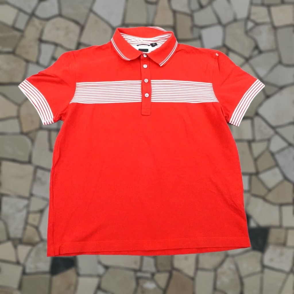 Hugo Boss HUGO BOSS Polo Shirt Mens Large Red White Striped Regular Fit Cotton Size US L / EU 52-54 / 3 - 1 Thumbnail