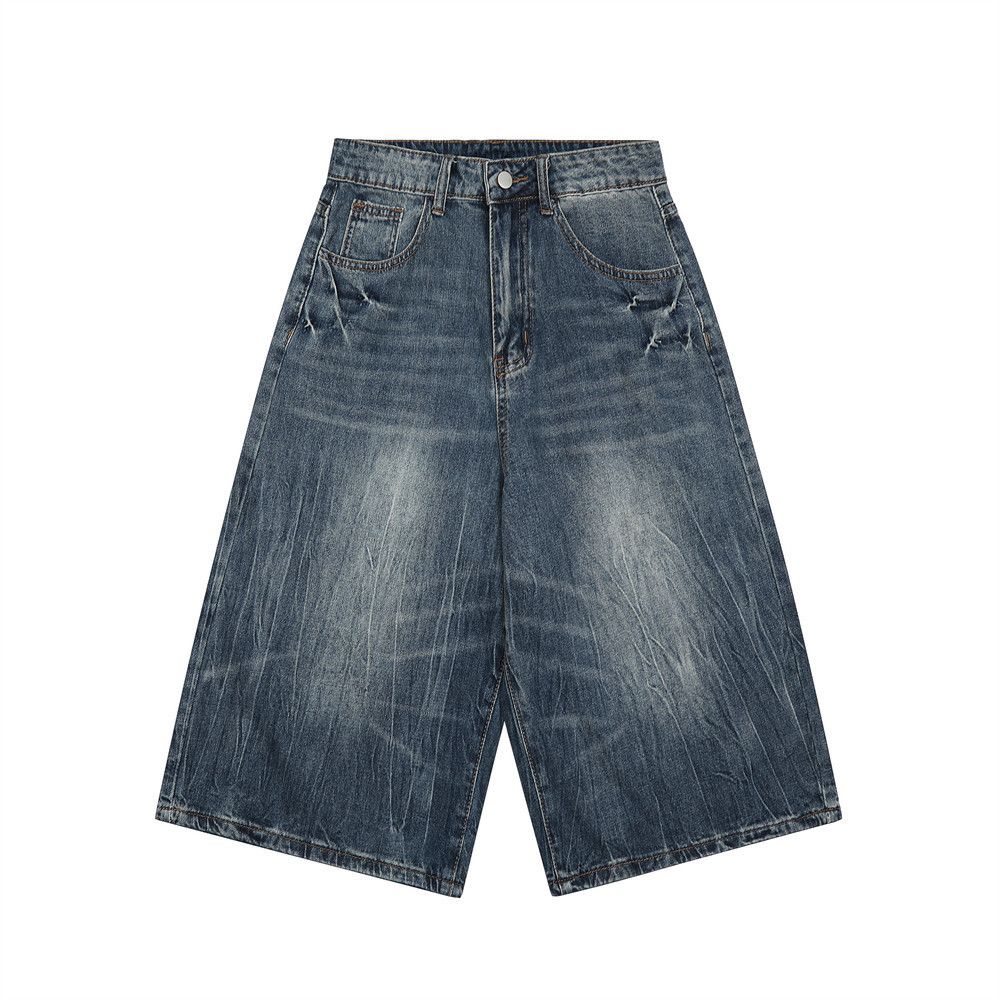Japanese Brand × Jean Men's punk street distressed washed cracked denim shorts Size US 32 / EU 48 - 1 Thumbnail