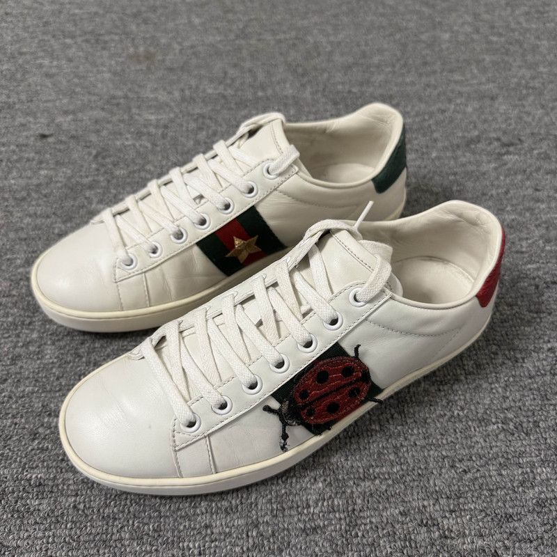 Gucci Ace Leather Sneakers with Pineapple Embroidery 0079