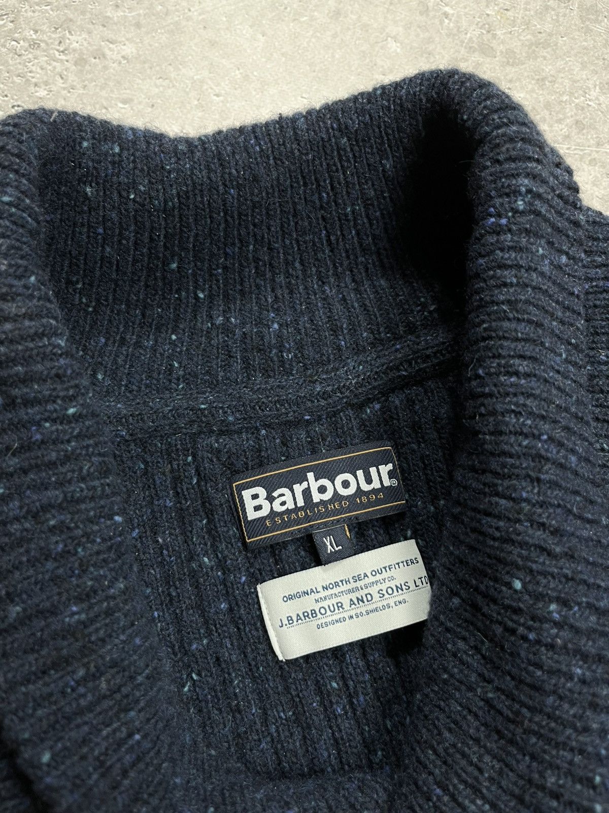 Barbour Barbour Wool Blend Ribbed Shawl Collar Sweater XL Navy Size US XL / EU 56 / 4 - 10 Thumbnail
