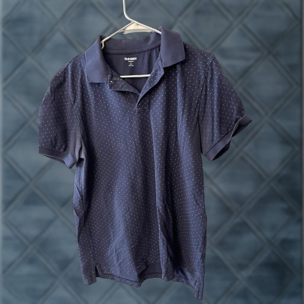 Old Navy Old Navy Polo Shirt Men L Classic Fit Short Sleeve Navy Blue White Polka Dot Pattern Go-Dry Cotton Blend Size US L / EU 52-54 / 3 - 1 Thumbnail