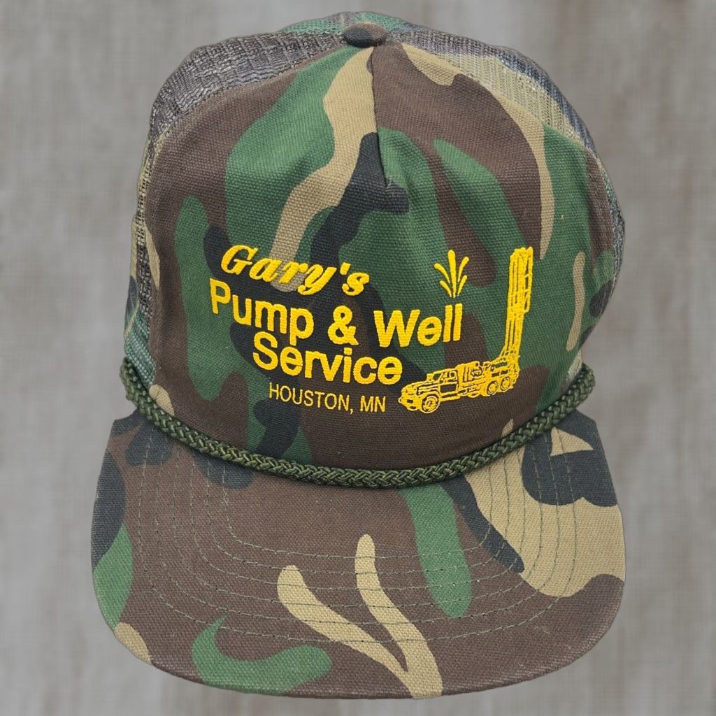 Roper Vintage San Sun Camouflage Trucker Hat Cap Adult One Size Green 90s Army Outdoor Workwear Size ONE SIZE - 1 Thumbnail