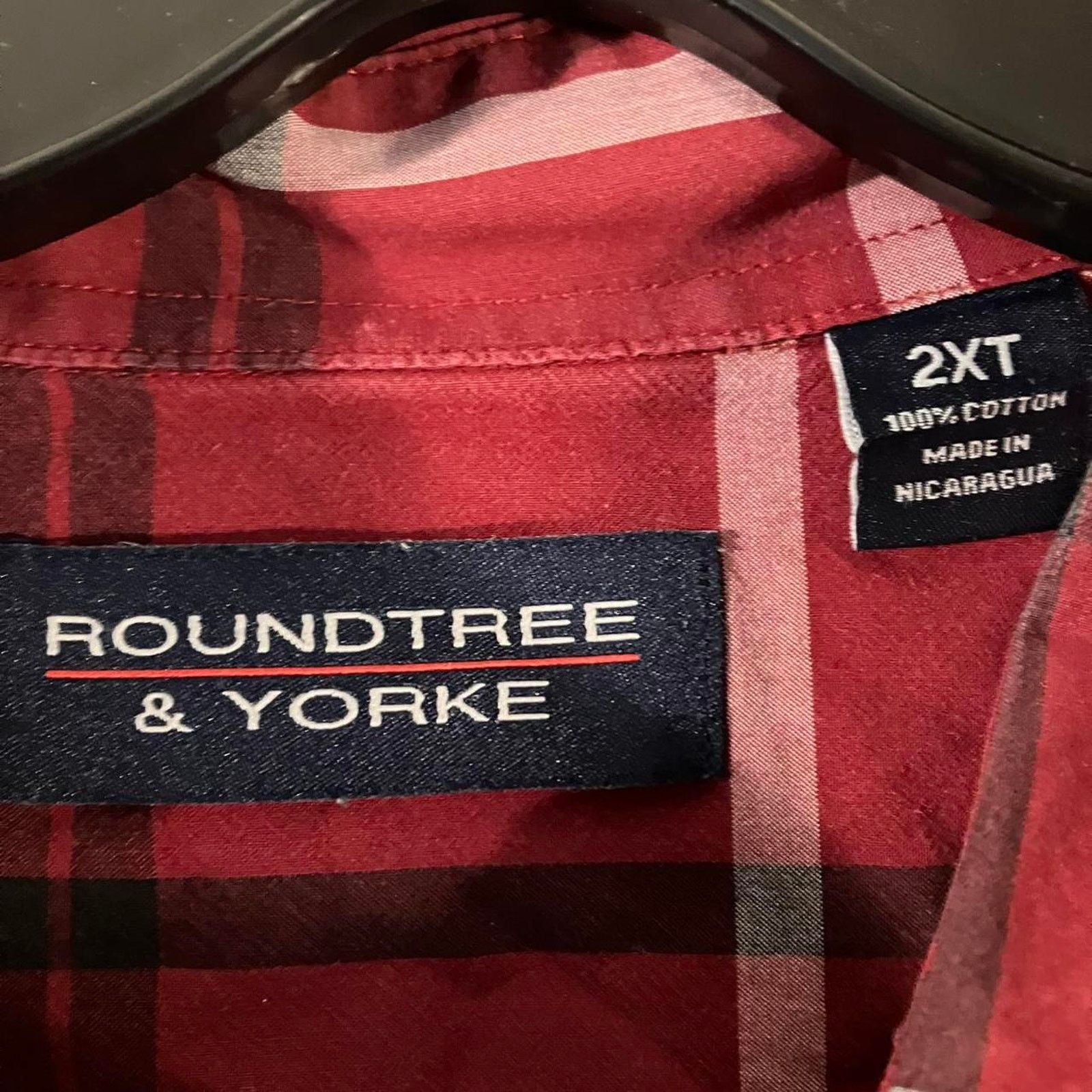 Roundtree & Yorke Roundtree Yorke Red Plaid Repaired Button Up Shirt Size US XXL / EU 58 / 5 - 4 Thumbnail