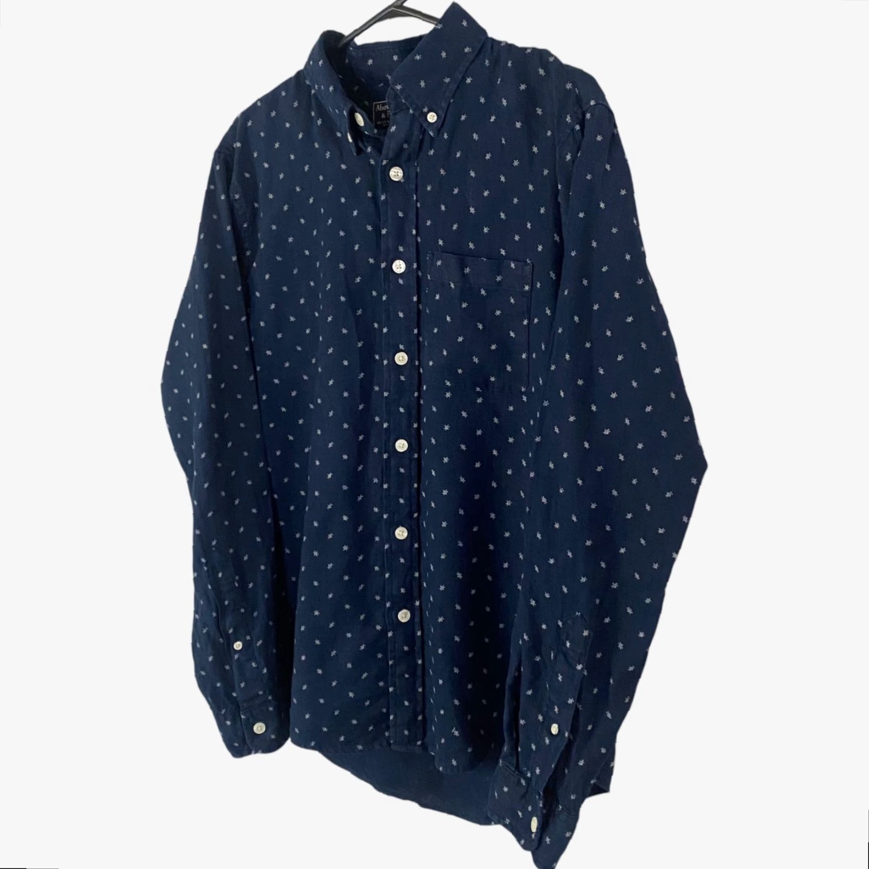 Abercrombie & Fitch Abercrombie & Fitch Button-Down Linen Shirt Navy Blue Casual Long-Sleeve Men L Size US L / EU 52-54 / 3 - 2 Thumbnail