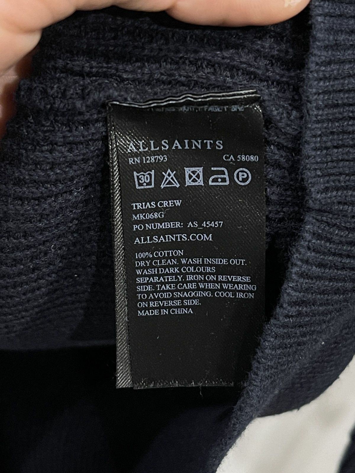 Allsaints AllSaints Trias Crew Waffle Knit Sweater Navy blue S Size US S / EU 44-46 / 1 - 4 Thumbnail