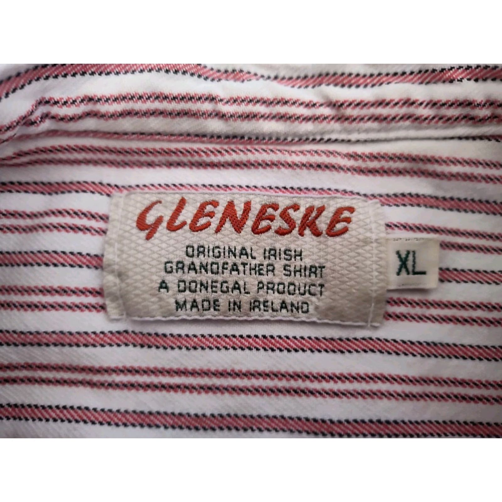 Vintage VINTAGE Gleneske Men's Shirt XL Red & White Striped Long Sleeve Button-Up Collared Cotton Made in Ireland Size US XL / EU 56 / 4 - 7 Thumbnail