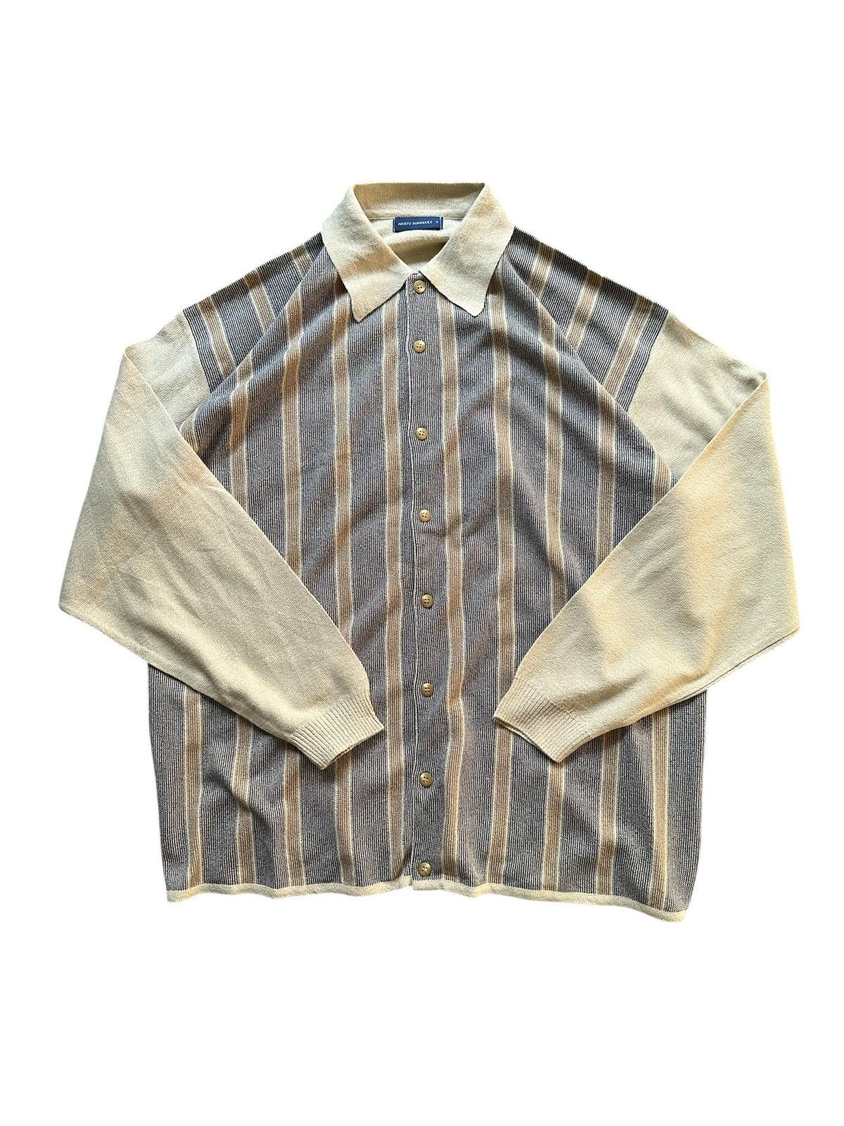 Adolfo Dominguez 90's Adolfo Dominguez knitted striped button up Size US XL / EU 56 / 4 - 1 Thumbnail