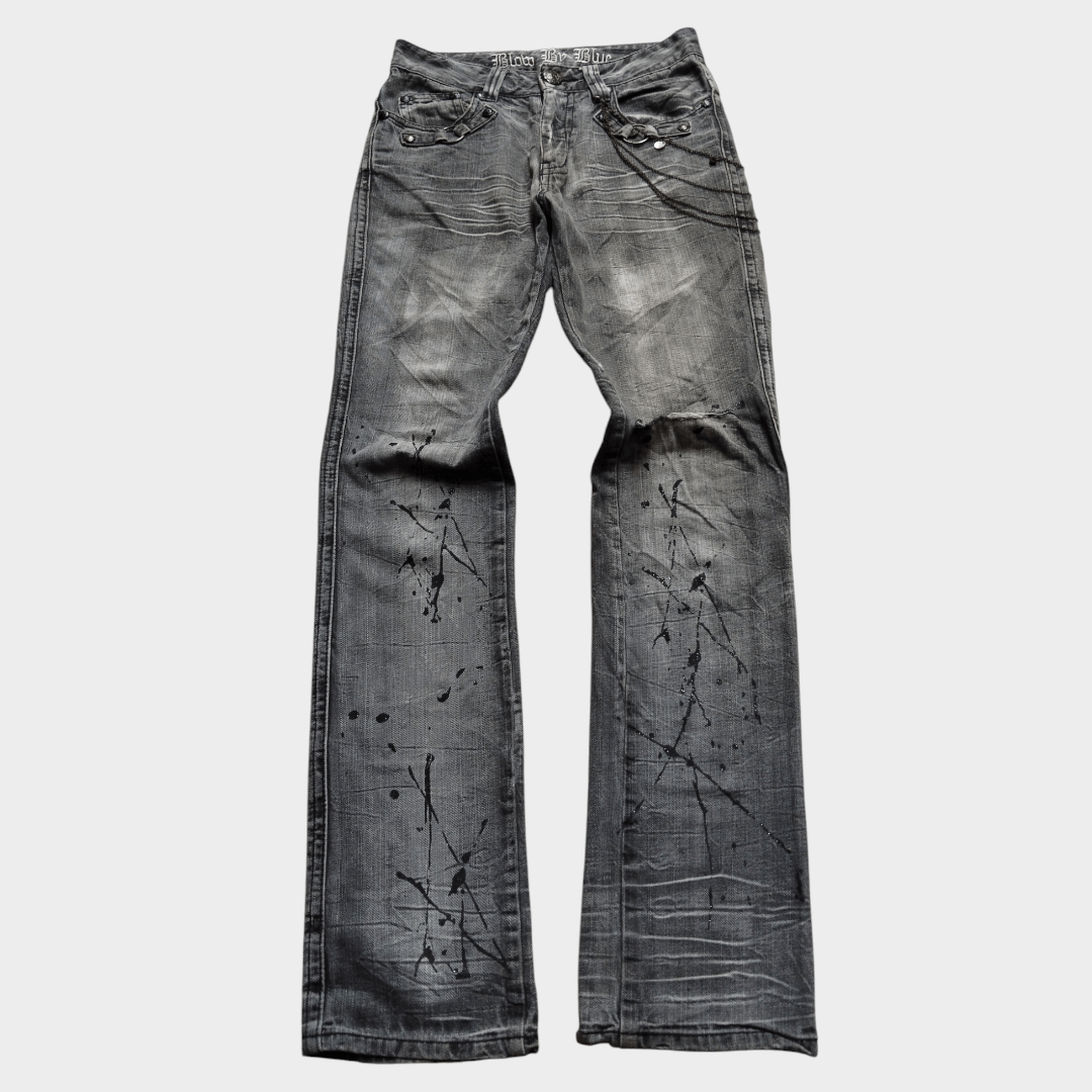 Blood by blue whisker effect splatter jean