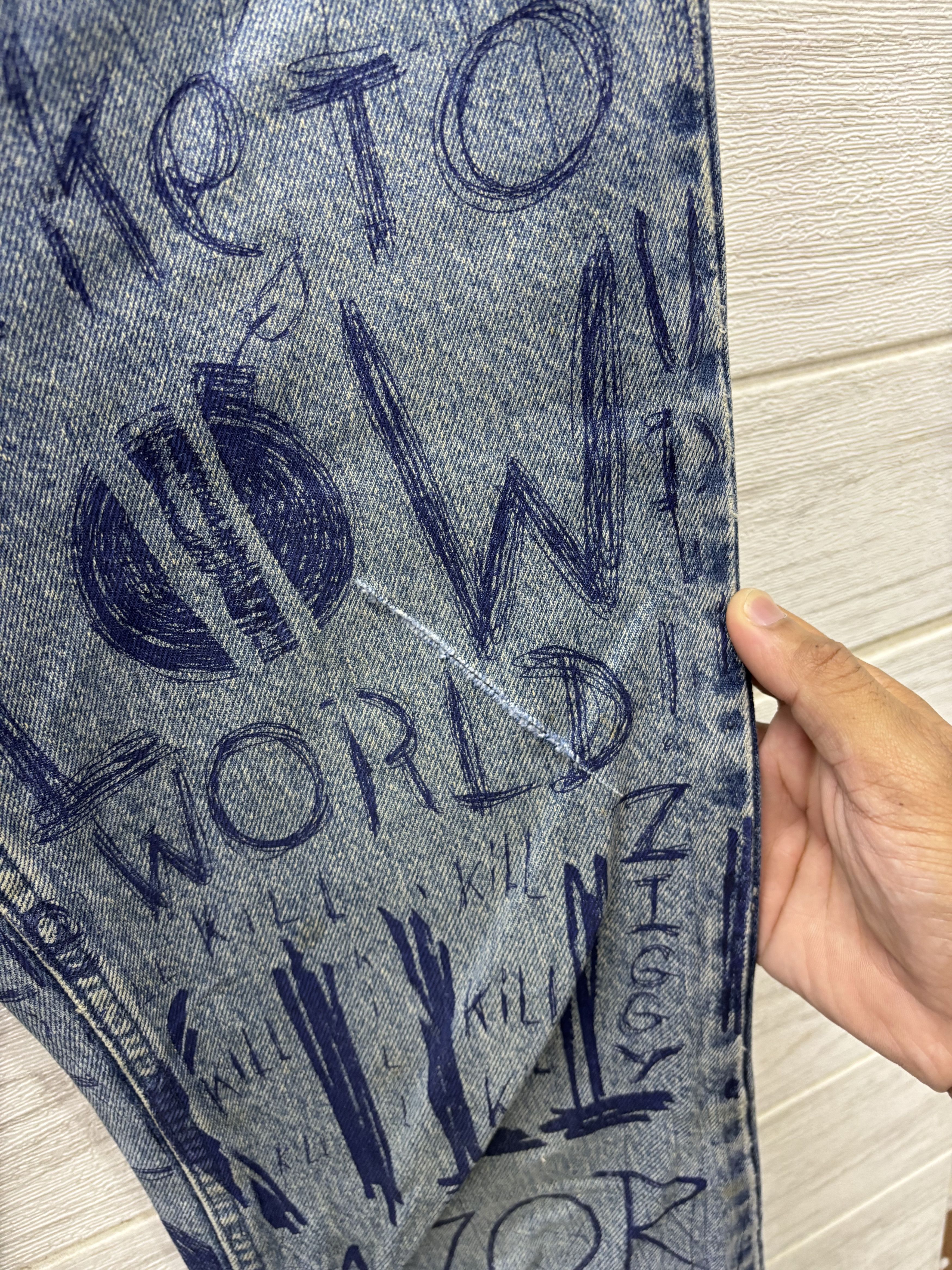 Walter Van Beirendonck W&LT⚡️Pen Graffiti Archive Flared Jeans Distressed Denim Size US 30 / EU 46 - 5 Thumbnail