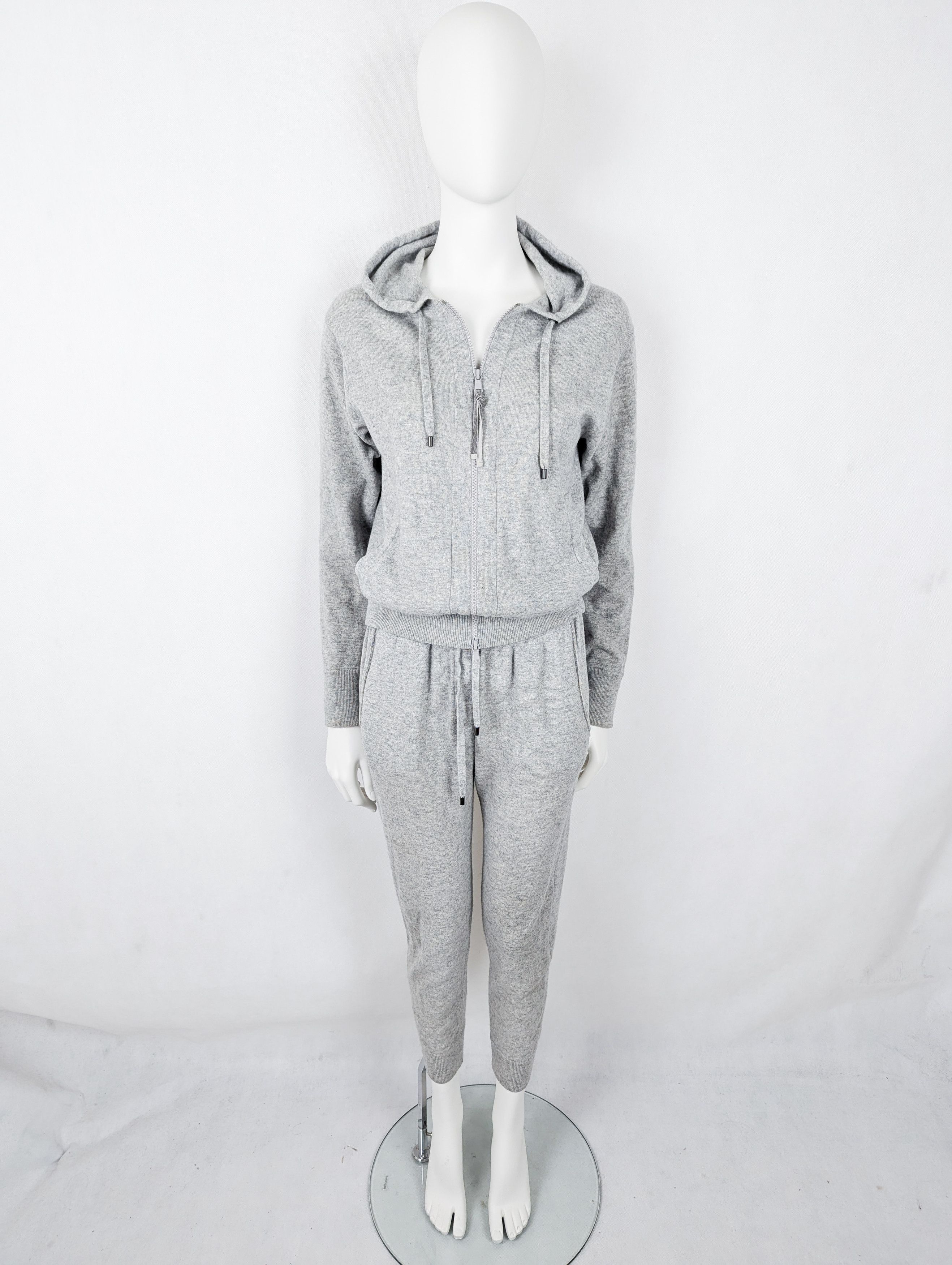 Brunello Cucinelli Brunello Cucinelli cashmere grey set suit pants zip hoodie S Size S / US 4 / IT 40 - 1 Thumbnail