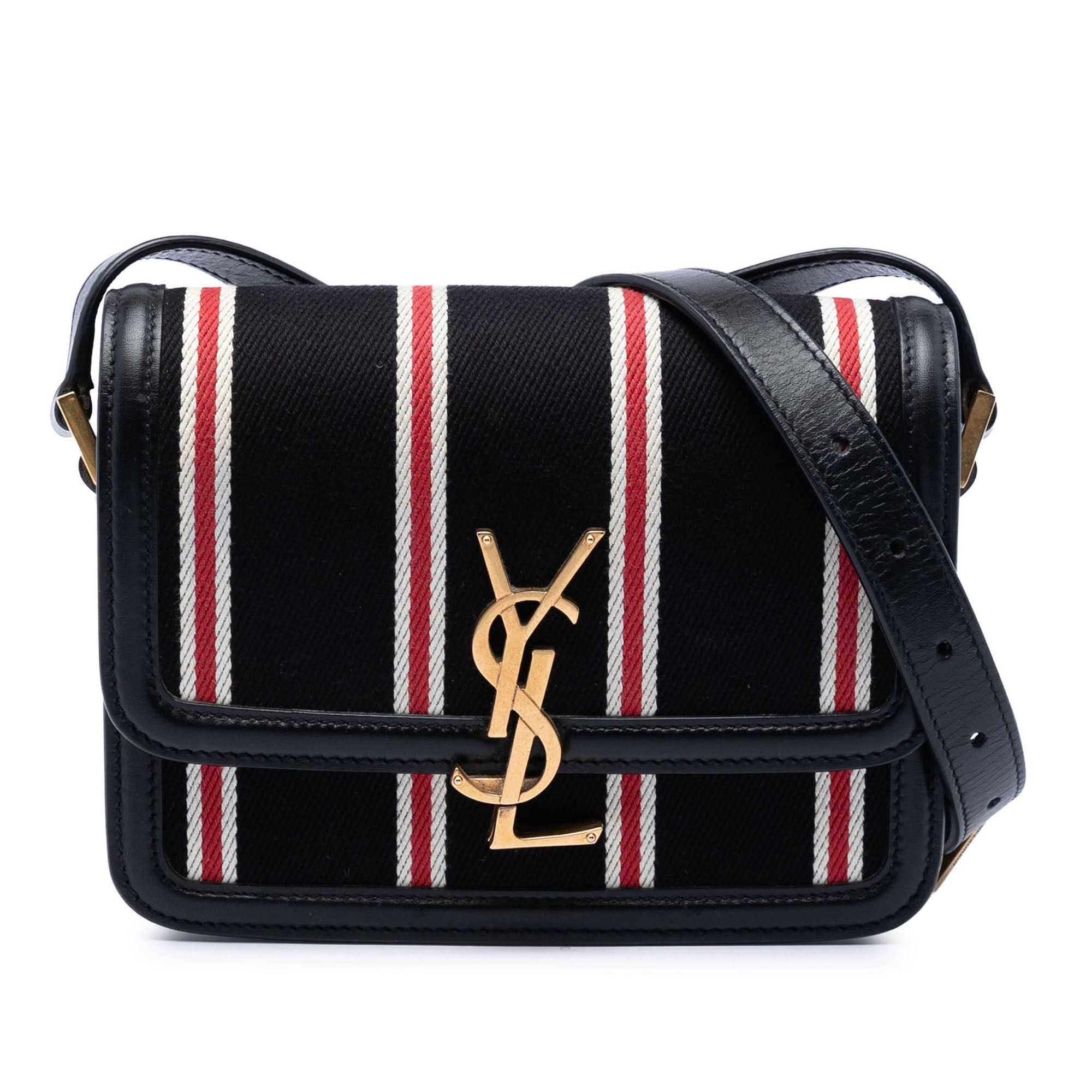 Saint Laurent Paris Small Canvas Striped Solferino Satchel In Box Size ONE SIZE - 1 Thumbnail