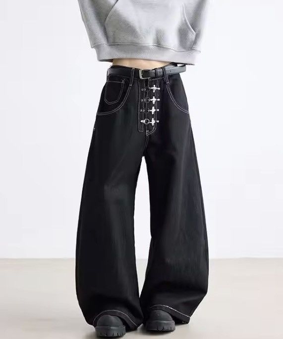 Jean zx vintage loose baggy wide Leg y2k bootcut jeans Size US 29 - 1 Thumbnail