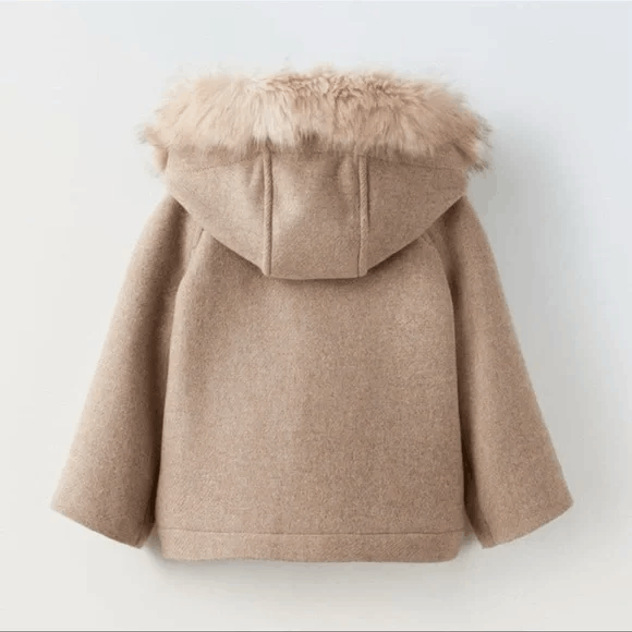 Zara Zara Baby Faux Fur Hooded Duffel Coat NWT Size US XXS / EU 40 - 2 Thumbnail