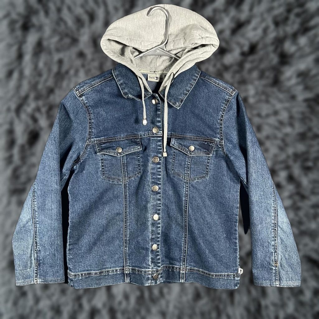 Vintage Duck Head Jacket Womens Small Blue Denim Hooded Trucker Jean Coat Casual Size 28" / US 6 / IT 42 - 1 Thumbnail