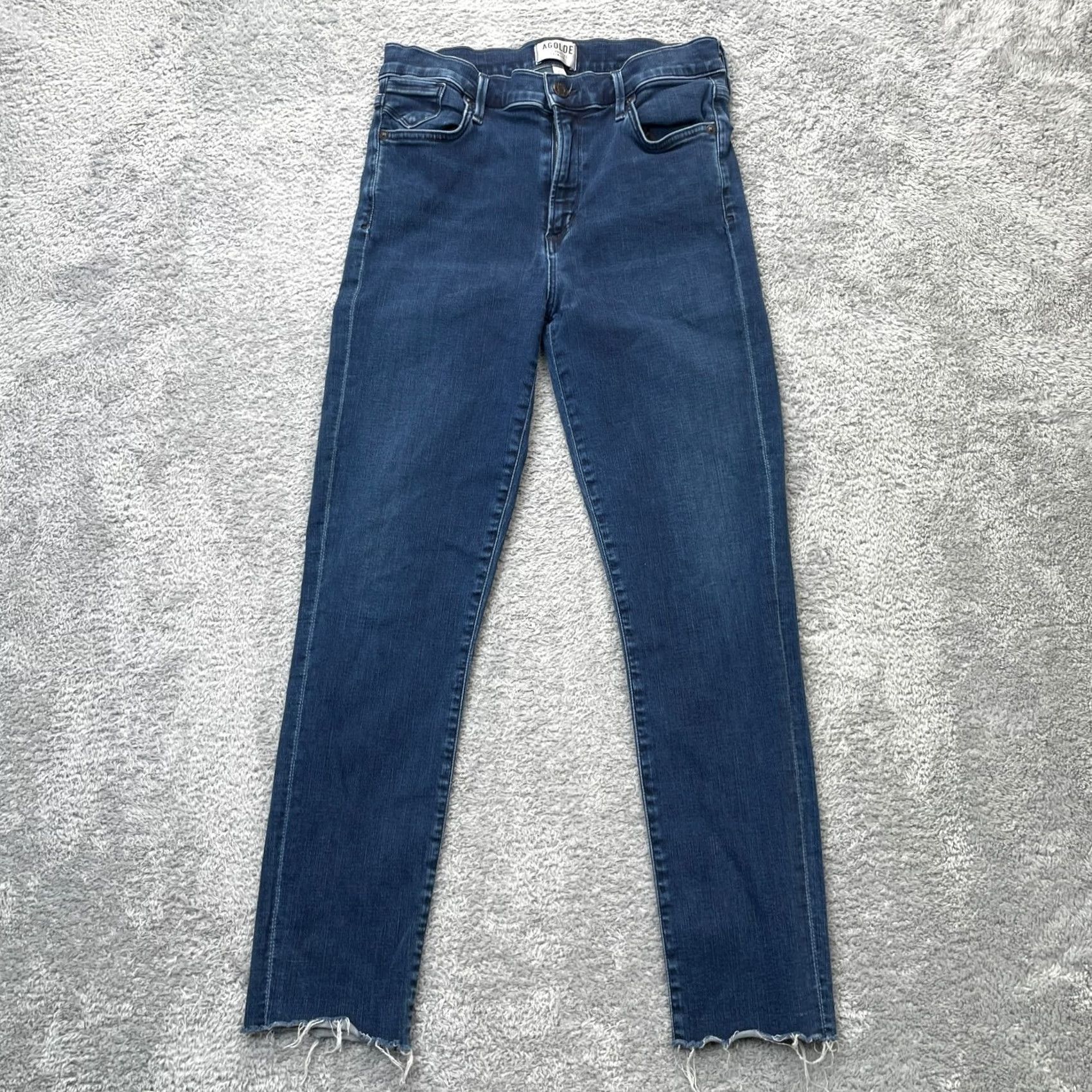 Agolde AGOLDE Jeans Womens 29 Blue Sophie High Rise Skinny Leg Cropped Cotton Raw Hem Size 29" - 2 Thumbnail