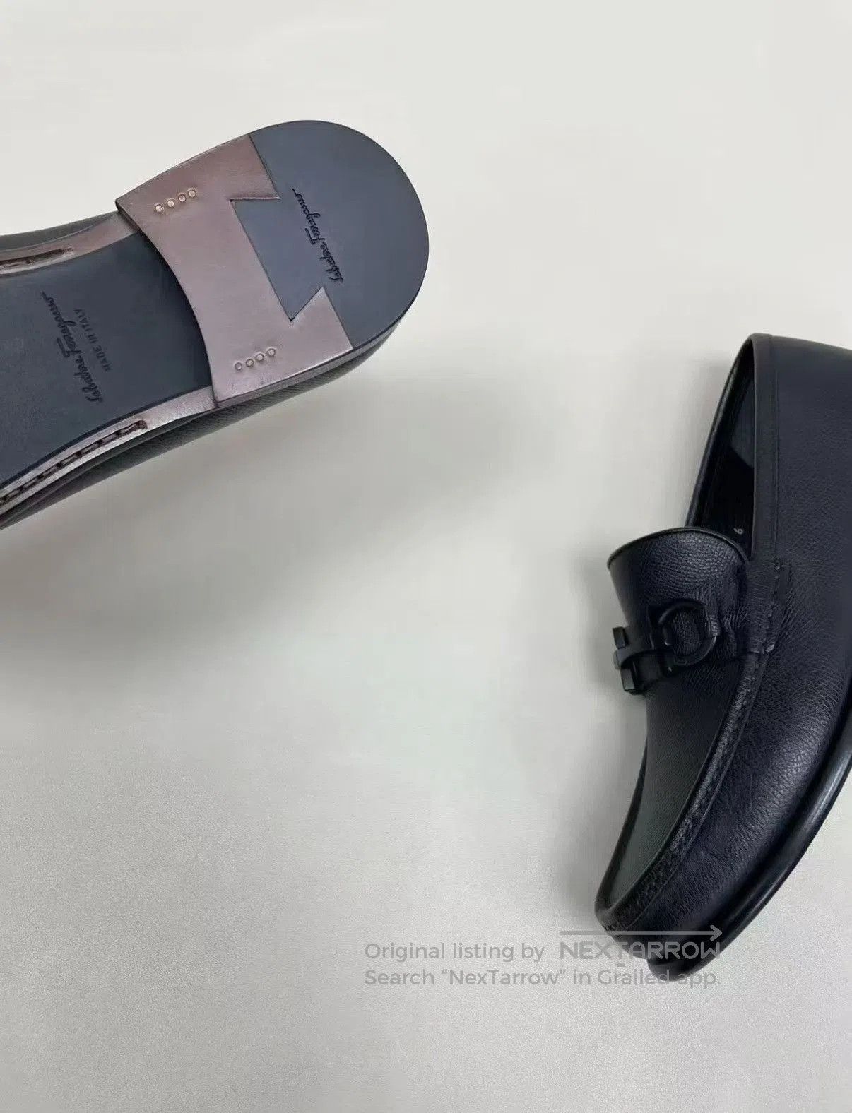 Salvatore Ferragamo Black Leather Slip-On Loafers with Buckle Accent. Size US 7 / EU 40 - 8 Thumbnail