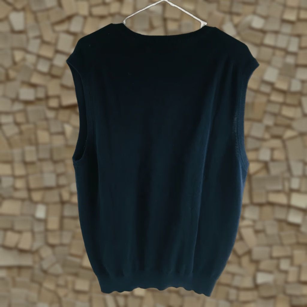 Chaps Chaps Sweater Vest Men Navy Blue Sleeveless Top V-Neck Ribbed Trims Large Size Size 42R - 1 Thumbnail
