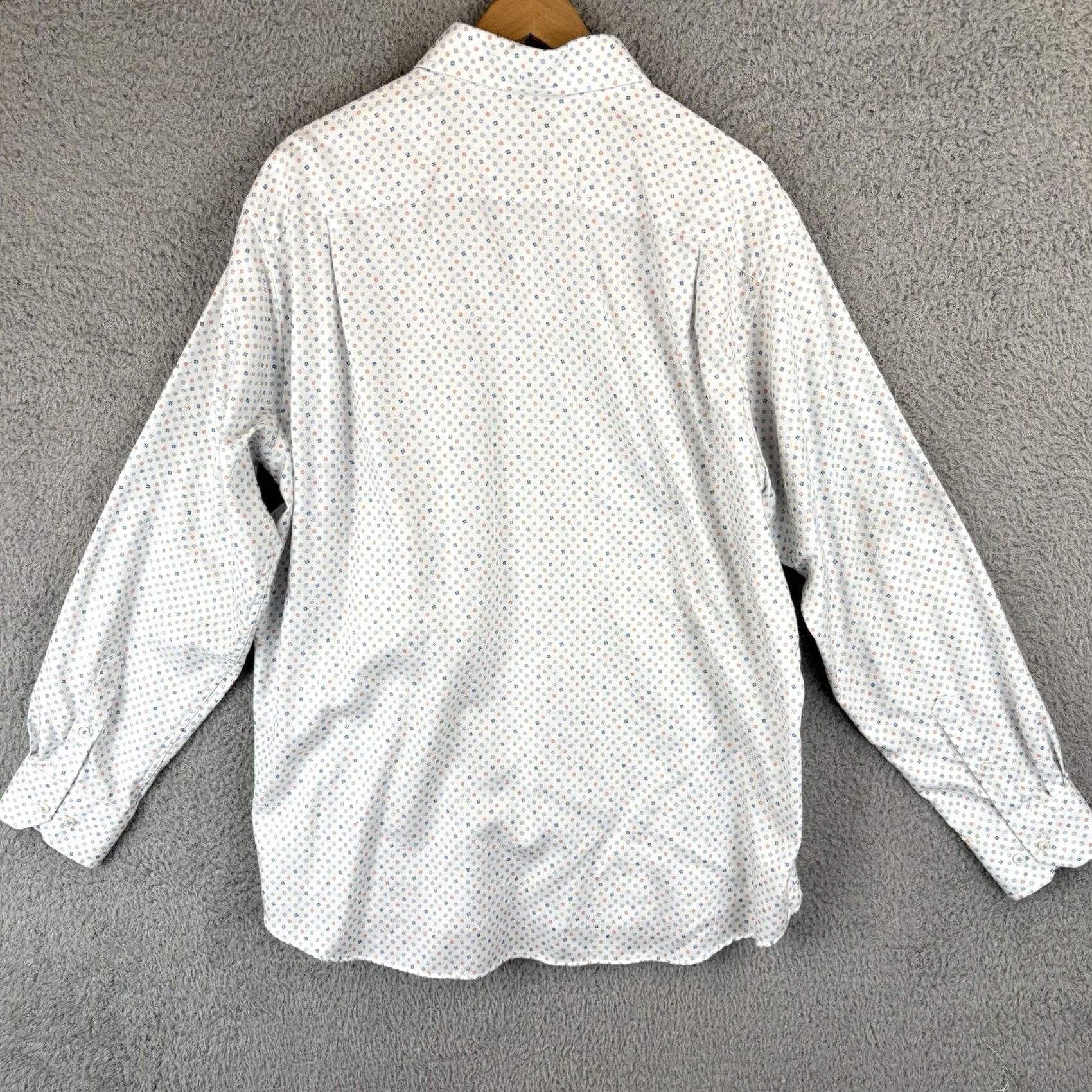David Donahue David Donahue Shirt Mens XL White Geometric All Over Print Cotton Casual Button-Up Shirt Size US XL / EU 56 / 4 - 6 Thumbnail
