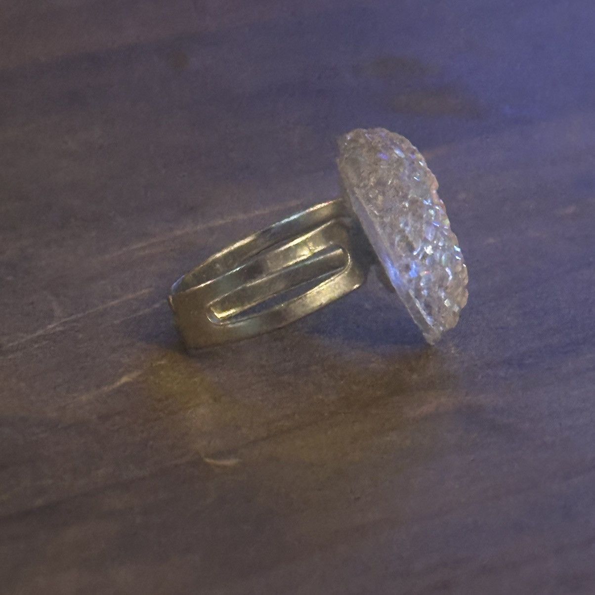 Vintage Vintage Aurora Borealis lucite puffed heart ring Size ONE SIZE - 5 Thumbnail