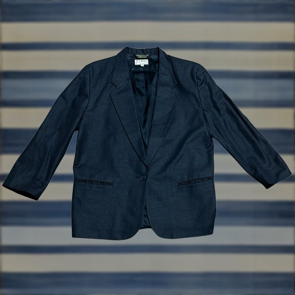 Vintage VINTAGE L.L.Bean Freeport Main Black Blazer Women’s Sz 12P 1 Button USA Polyester Lined Mid-Length cardigan? Size XL / US 12-14 / IT 48-50 - 1 Thumbnail