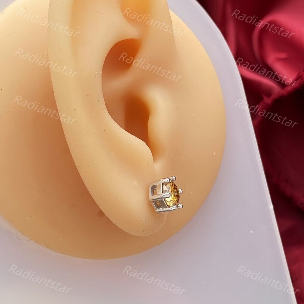 Other NEW 2ct. Champagne Moissanite Solitaire Stud Earrings Size ONE SIZE - 6 Thumbnail