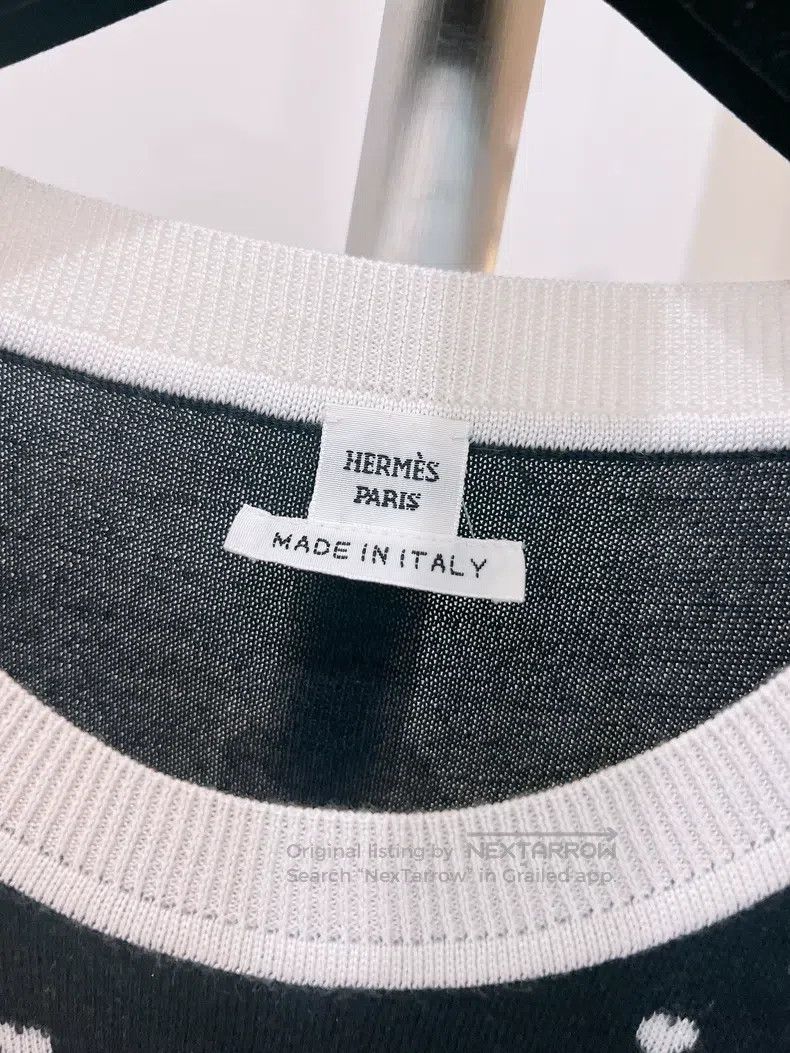 Hermes Hermes Black and White Monogram Heart Saddle Knit Short Sl Size XS / US 0-2 / IT 36-38 - 8 Thumbnail