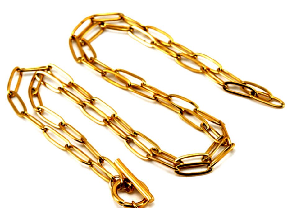 Designer × Vintage Punk Paperclip Chain 3D Initial Gold Necklace Glamour Rave Size ONE SIZE - 4 Thumbnail
