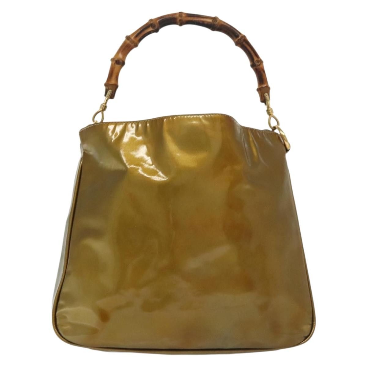 Gucci GUCCI Bamboo Hand Bag Patent Leather Beige Gold 001 1014 Size ONE SIZE - 2 Thumbnail