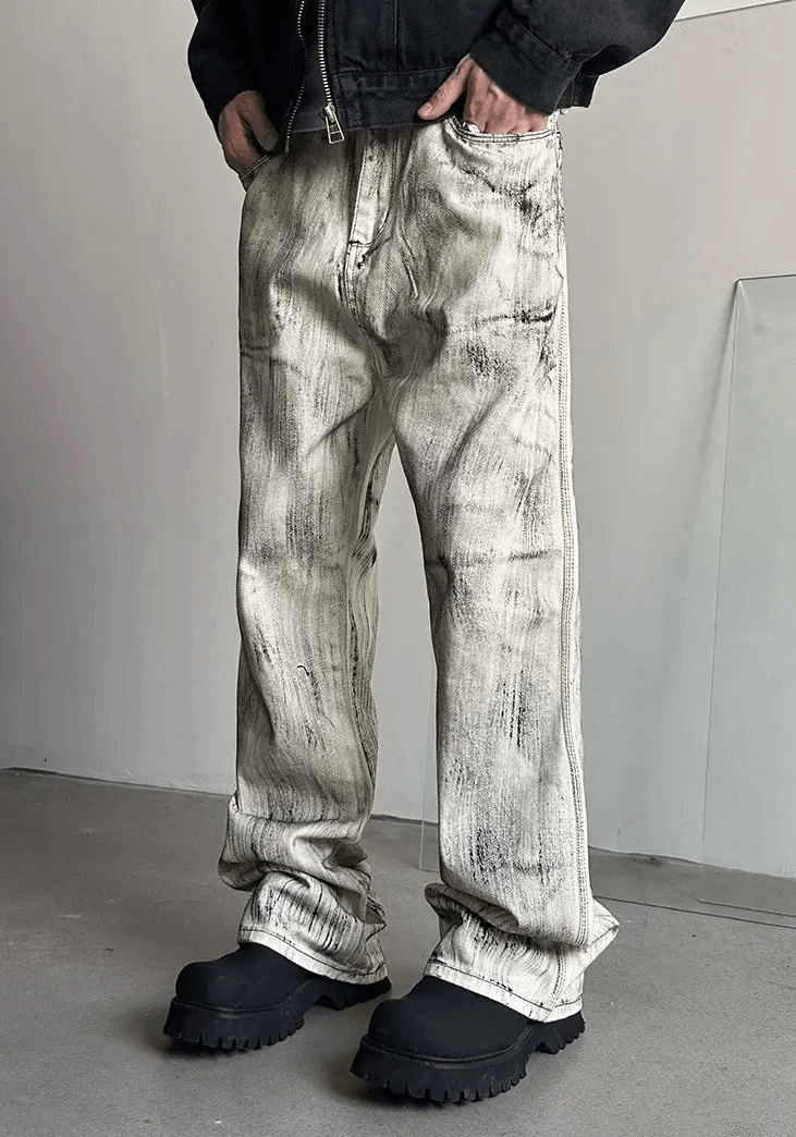 Avant garde fashion painted jeans pants