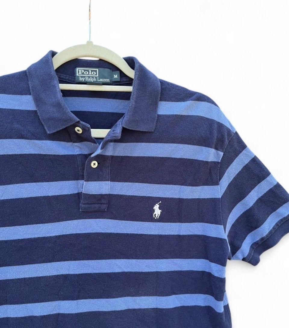 Polo Ralph Lauren Vintage Polo Ralph Lauren Striped Polo Shirt Blue Boxy Size US M / EU 48-50 / 2 - 3 Thumbnail