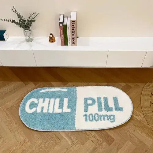 Other 3D Blue "CHILL PILL" Handmade Soft Rug Size ONE SIZE - 2 Thumbnail