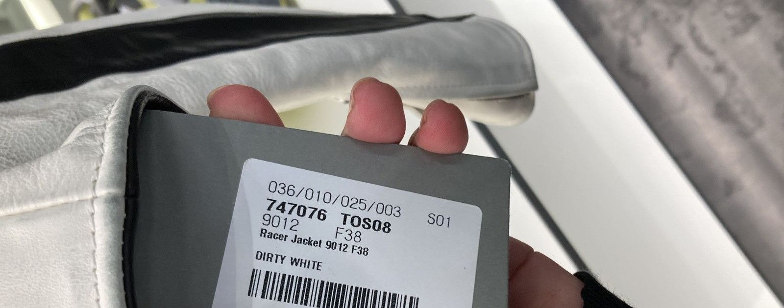 Balenciaga o1in1g1225 Shrunk Racer Jacket in Dirty White/Black Size S / US 4 / IT 40 - 2 Thumbnail