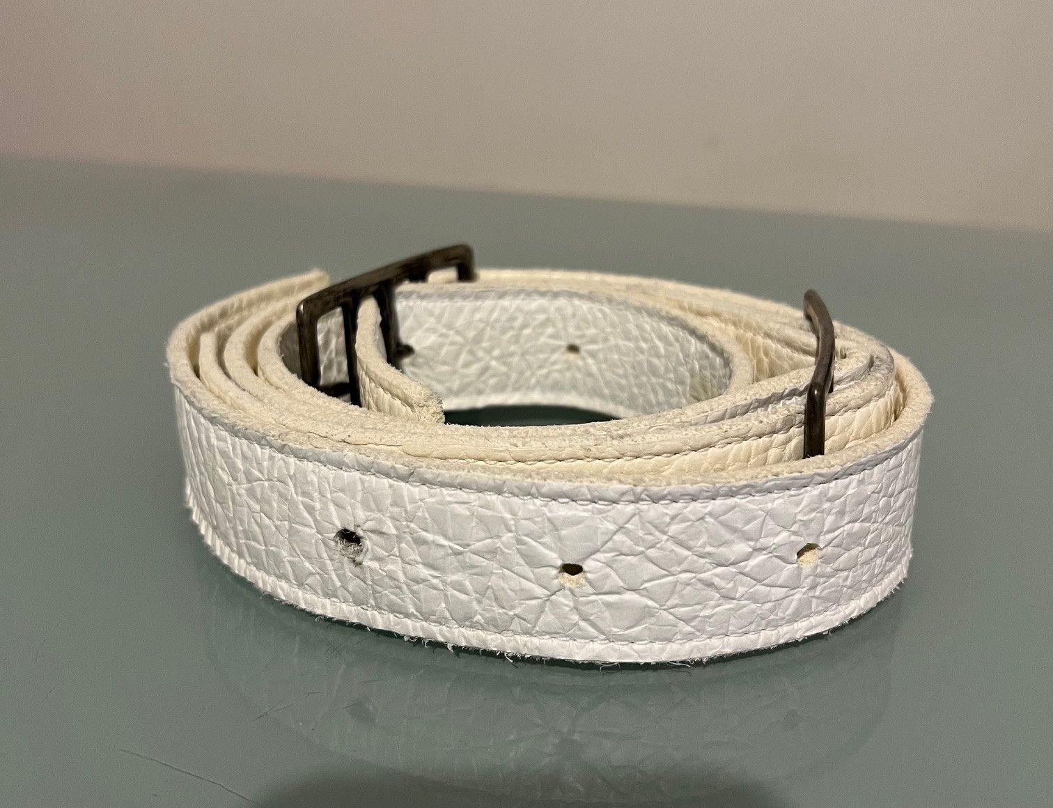 Carol Christian Poell Carol Christian Poell White Leather Double Buckle Belt Size ONE SIZE - 6 Thumbnail