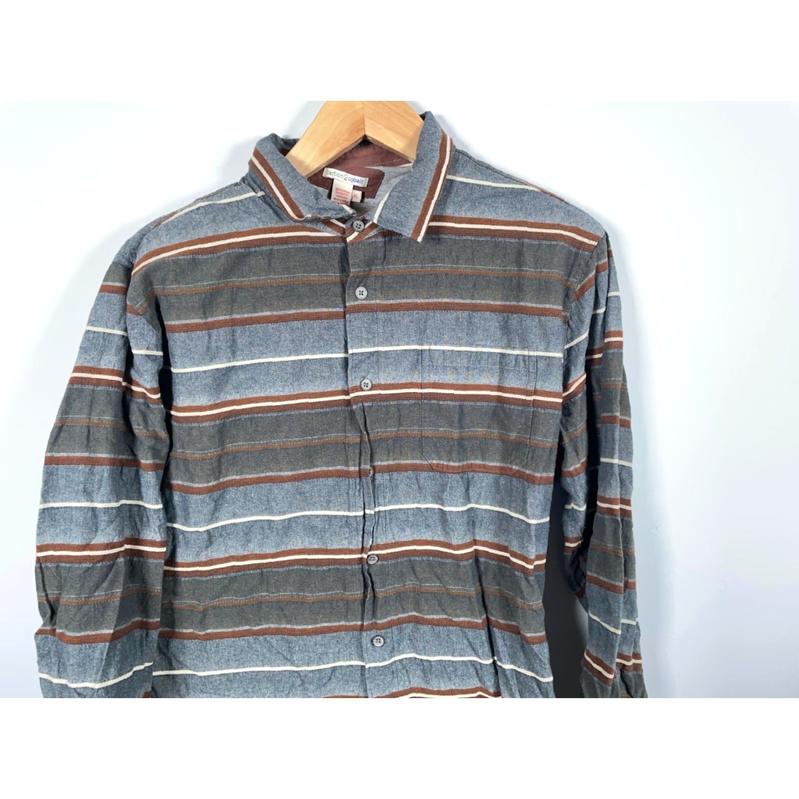 Carbon2Cobalt Carbon2Cobalt Lined Shirt Men's XL Gray Blue Striped 100% Cotton Shacket Size US XL / EU 56 / 4 - 4 Thumbnail