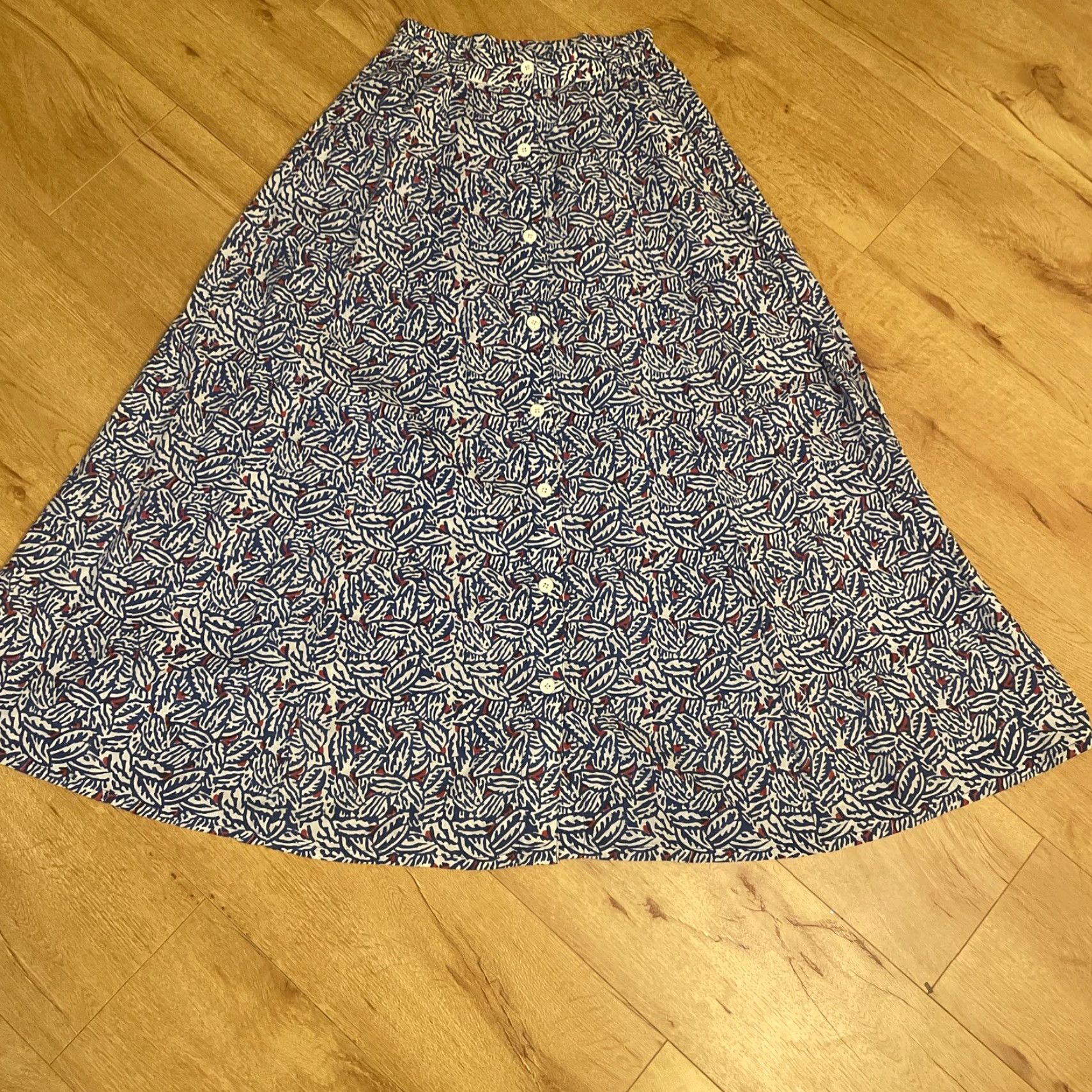 Vintage VINTAGE Taraliya Skirt Maxi Bohemian Floral Pockets Cotton Blue S Women Size 28" / US 6 / IT 42 - 2 Thumbnail