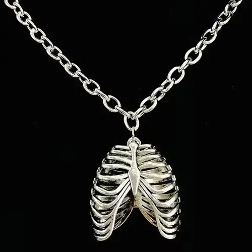 Other Chunky Punk Goth Human Ribs Skeleton bones Necklace Choker Size ONE SIZE - 4 Thumbnail