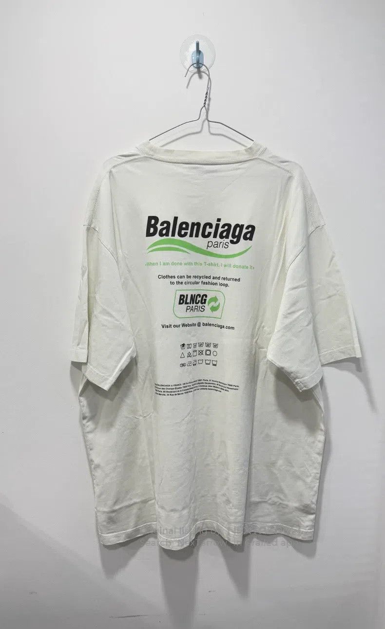 Balenciaga Balenciaga White Eco-Friendly Short Sleeve T-Shirt Size M Size US M / EU 48-50 / 2 - 2 Thumbnail