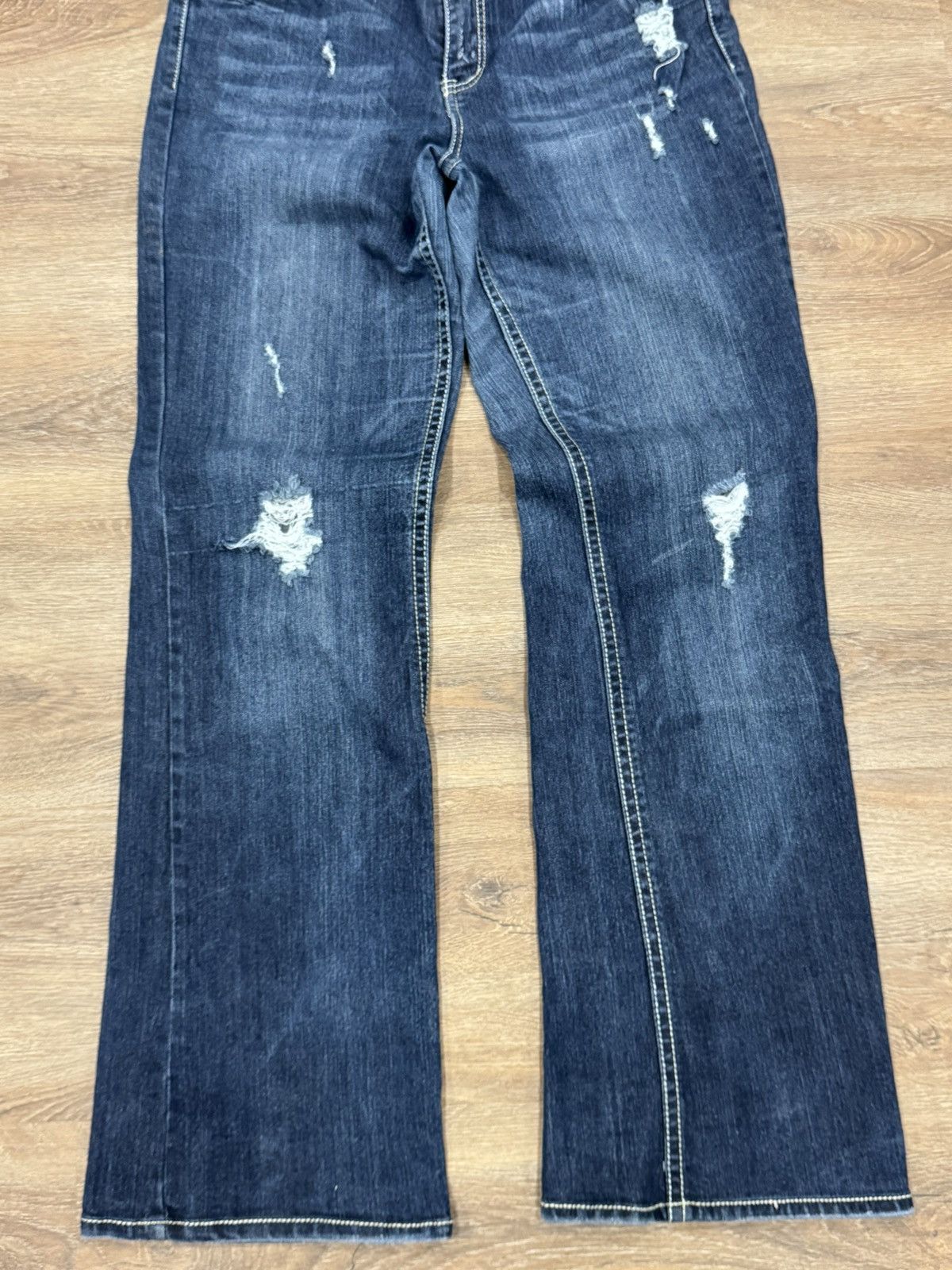 Jean Jean Dazur Distressed Bootcut Jeans Y2K Dark Wash Flared Size 36" / US 14 / IT 50 - 6 Thumbnail