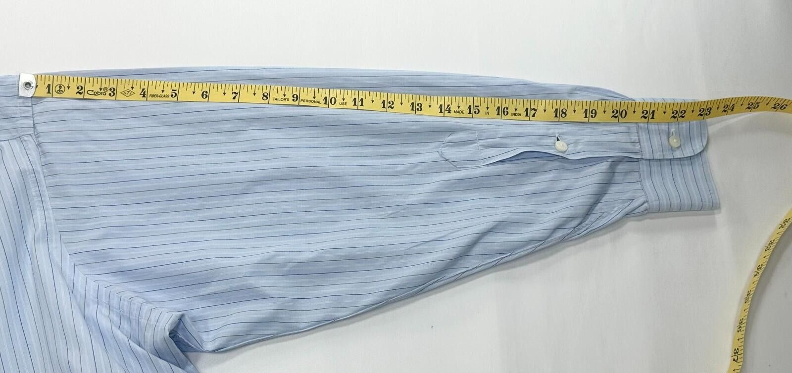 Holland & Sherry Holland Sherry Striped Tailored Oxford Button Up Blue Men XL Size US XL / EU 56 / 4 - 6 Thumbnail