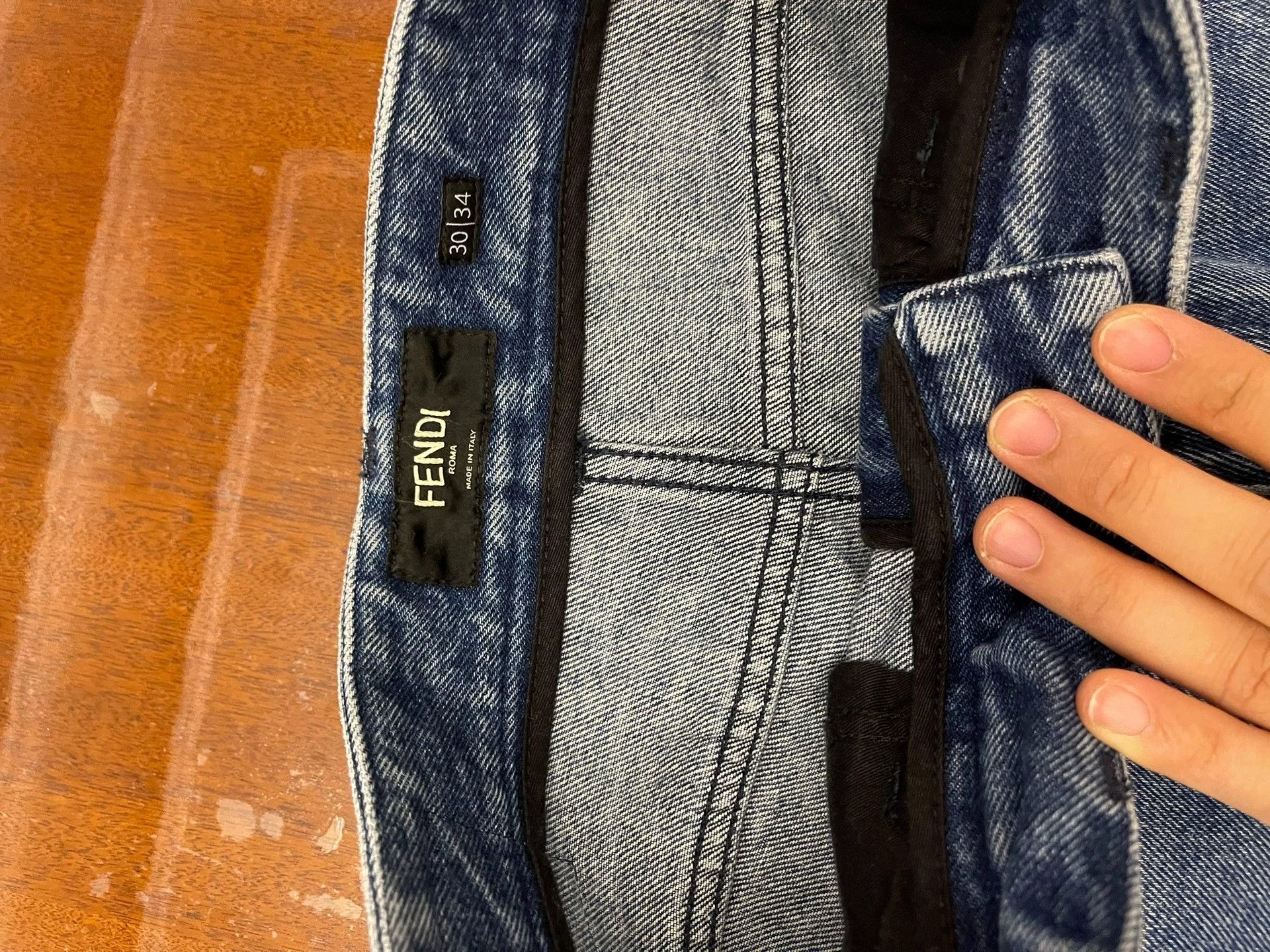 Fendi Fendi Classic Blue FF Logo Weave Hem Unisex Jeans Size 30 Size US 30 / EU 46 - 2 Thumbnail