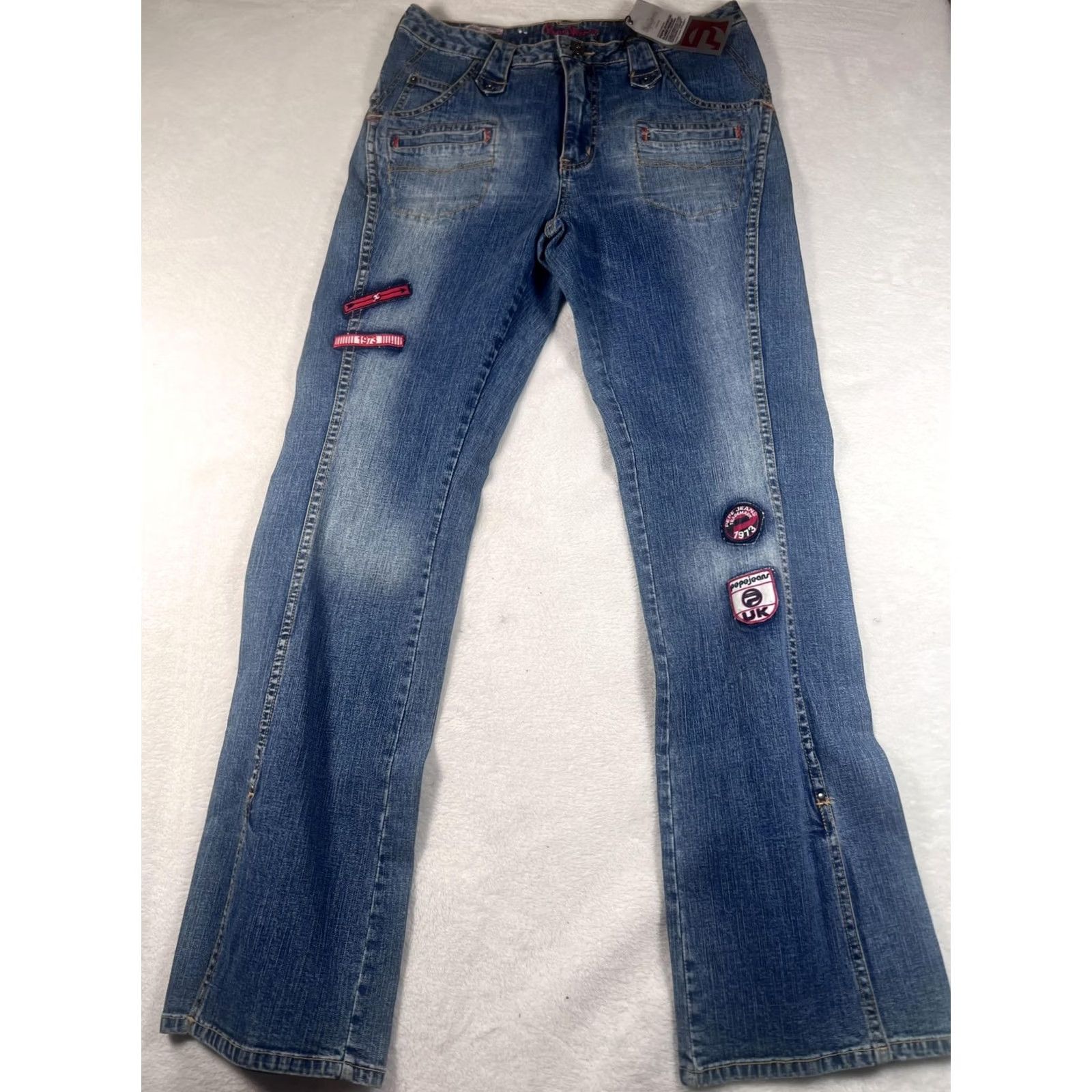 Pepe Jeans Pepe Jeans Carly Jeans Womens 31 Blue Medium Wash Low Rise Straight Ankle Zip Jeans Size 24" / US 00 / IT 34 - 7 Thumbnail