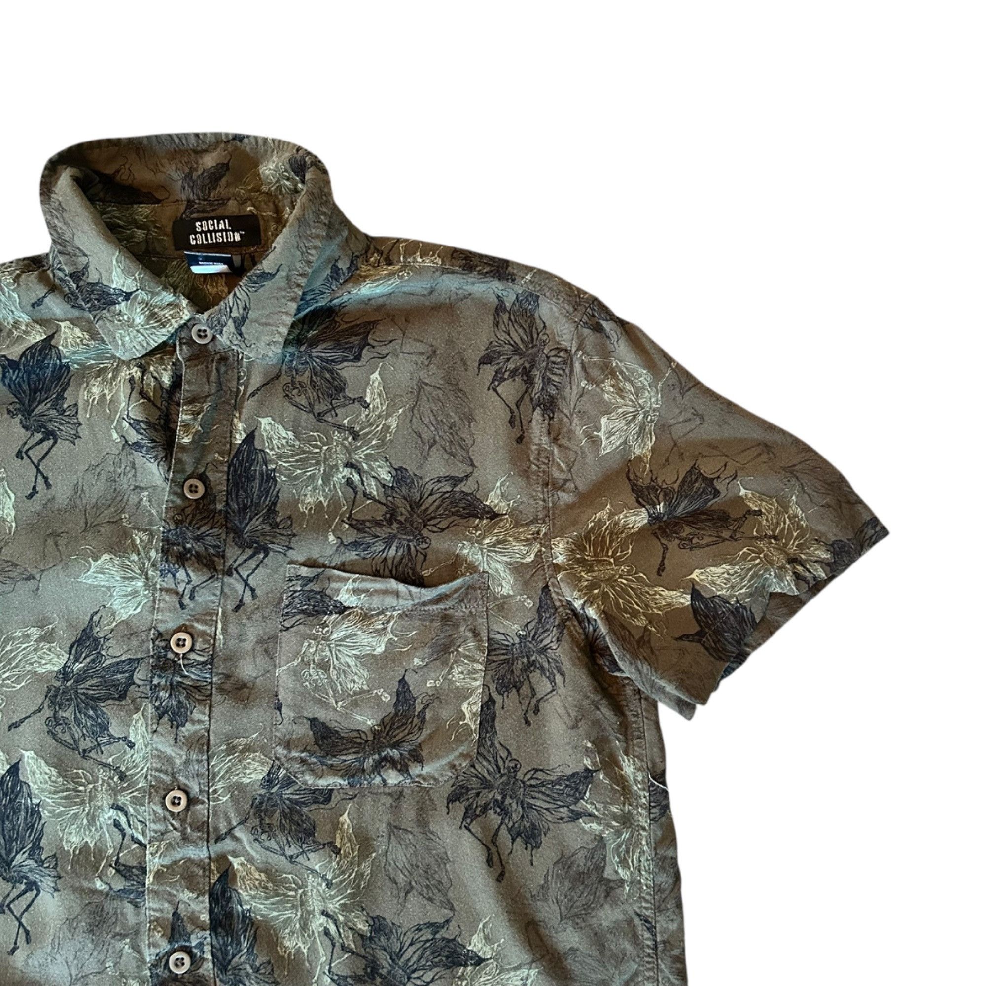 Other Social Collision 100% Rayon Skeleton Print Button Up Shirt S Size S / US 4 / IT 40 - 2 Thumbnail