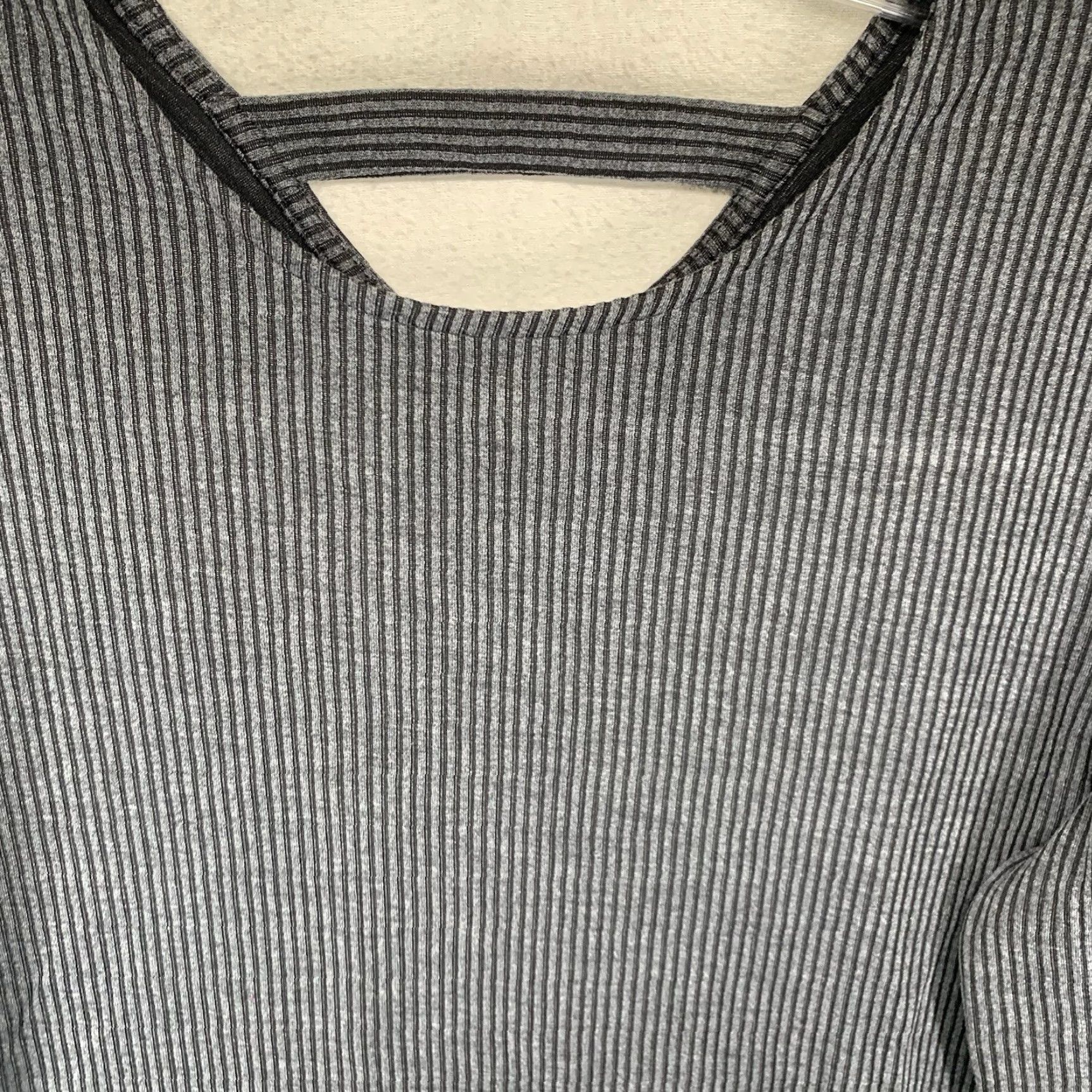 Vintage Mittoshop Ladies Shift Dress M Gray Striped Natural Neutral Lagenlook Rayon Size M / US 6-8 / IT 42-44 - 7 Thumbnail