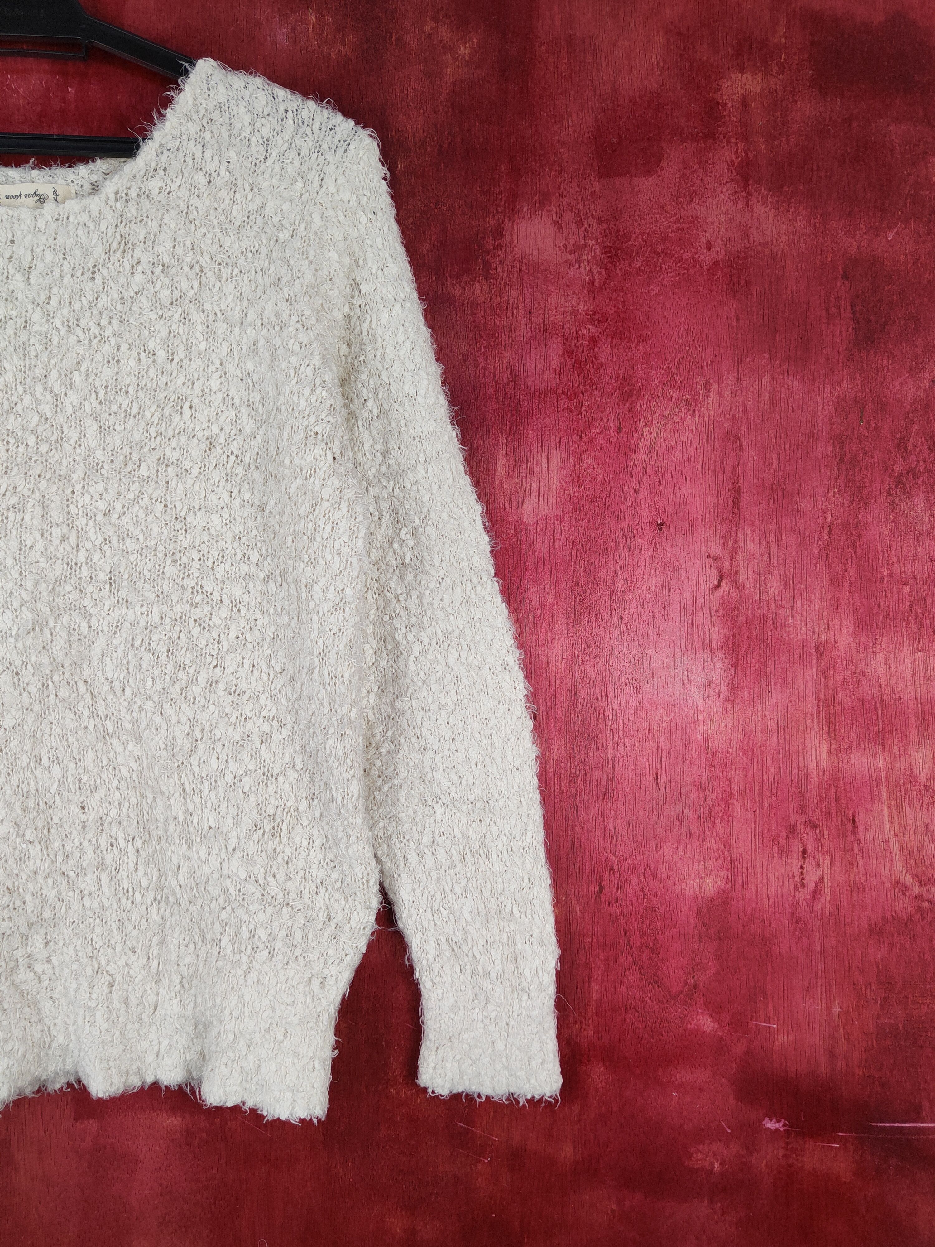 Homespun Knitwear Sugar Spoon Cream Shag Shaggy Fur Mohair Knitwear #S2064 Size S / US 4 / IT 40 - 5 Thumbnail