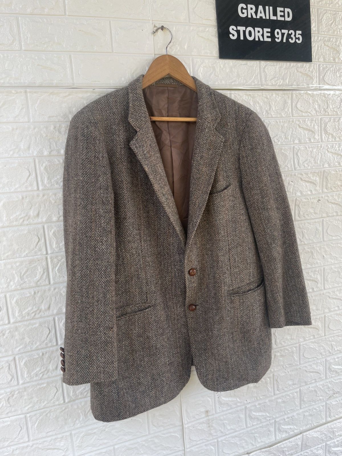 Harris Tweed × Japanese Brand × Vintage Vintage Harris Tweed Wool Blazer/Jacket Size US L / EU 52-54 / 3 - 3 Thumbnail