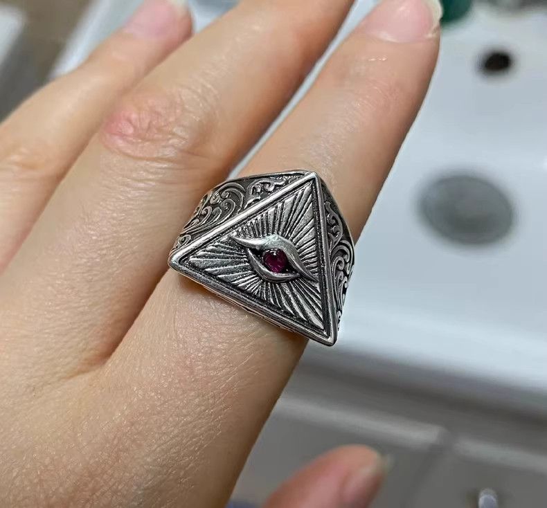 VIBE Chrome All-seeing Eye Silver Ring Vintage Rings🔥🔥🔥 Size ONE SIZE - 2 Thumbnail
