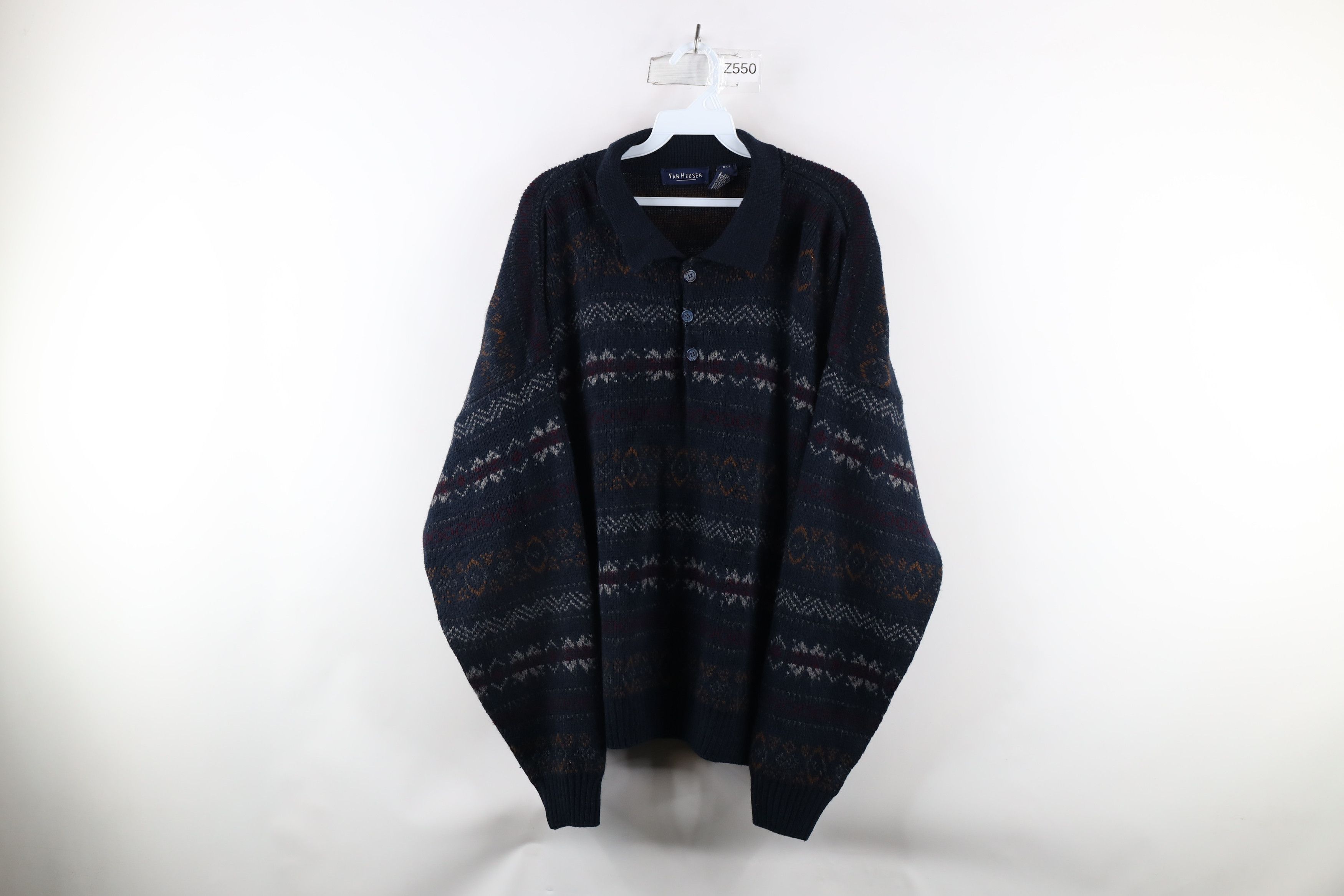 Vintage Vintage 90s Streetwear Isle Knit Collared Pullover Sweater Size US L / EU 52-54 / 3 - 1 Thumbnail